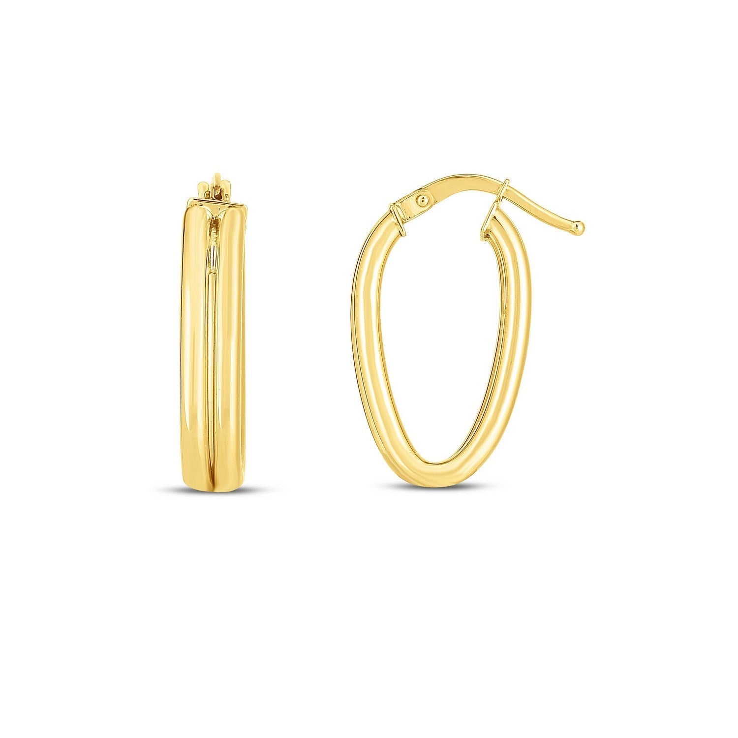 14K Yellow Gold Double Oval Hoop Earrings - Orvayla