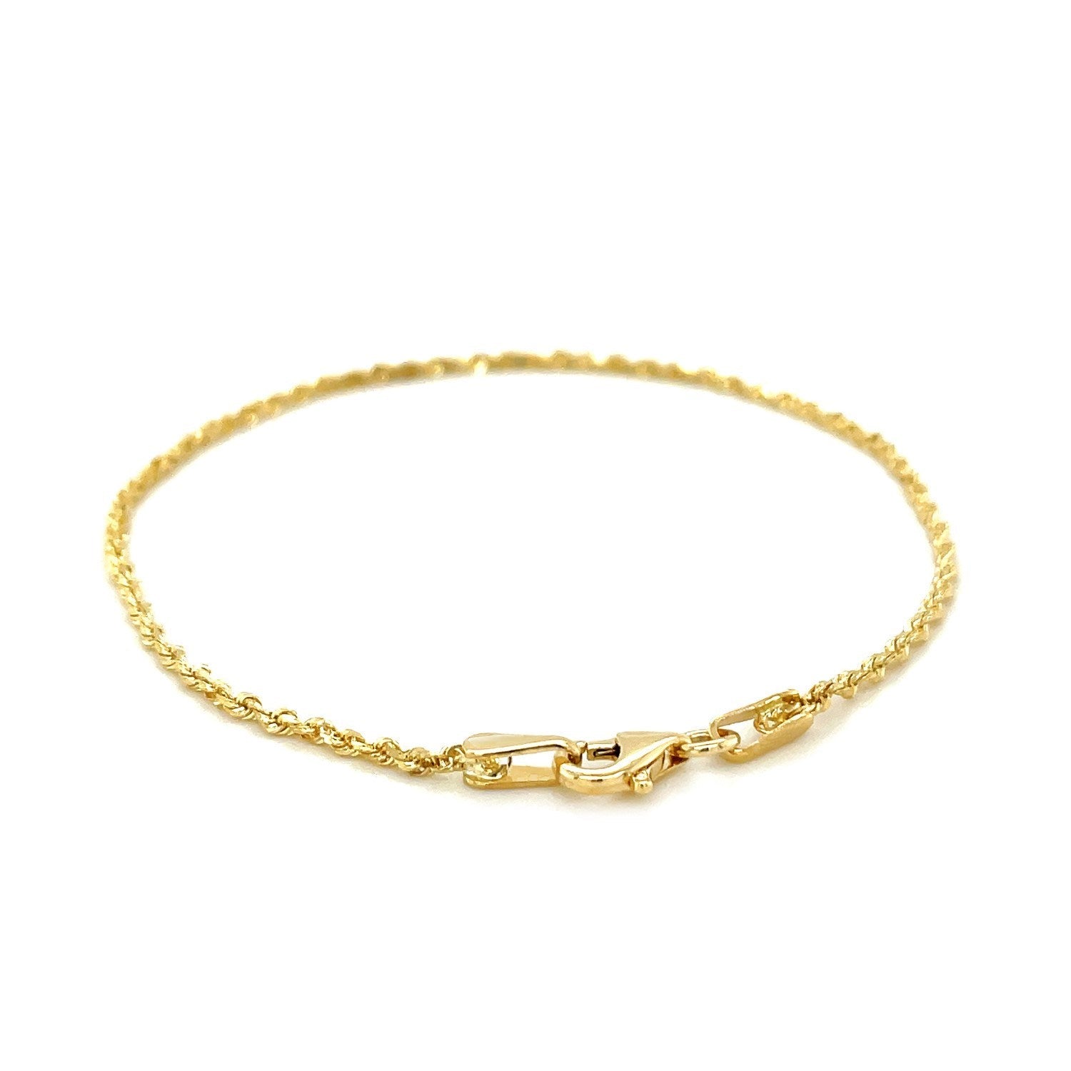 14k Yellow Gold Solid Diamond Cut Rope Bracelet (1.60 mm) - Orvayla