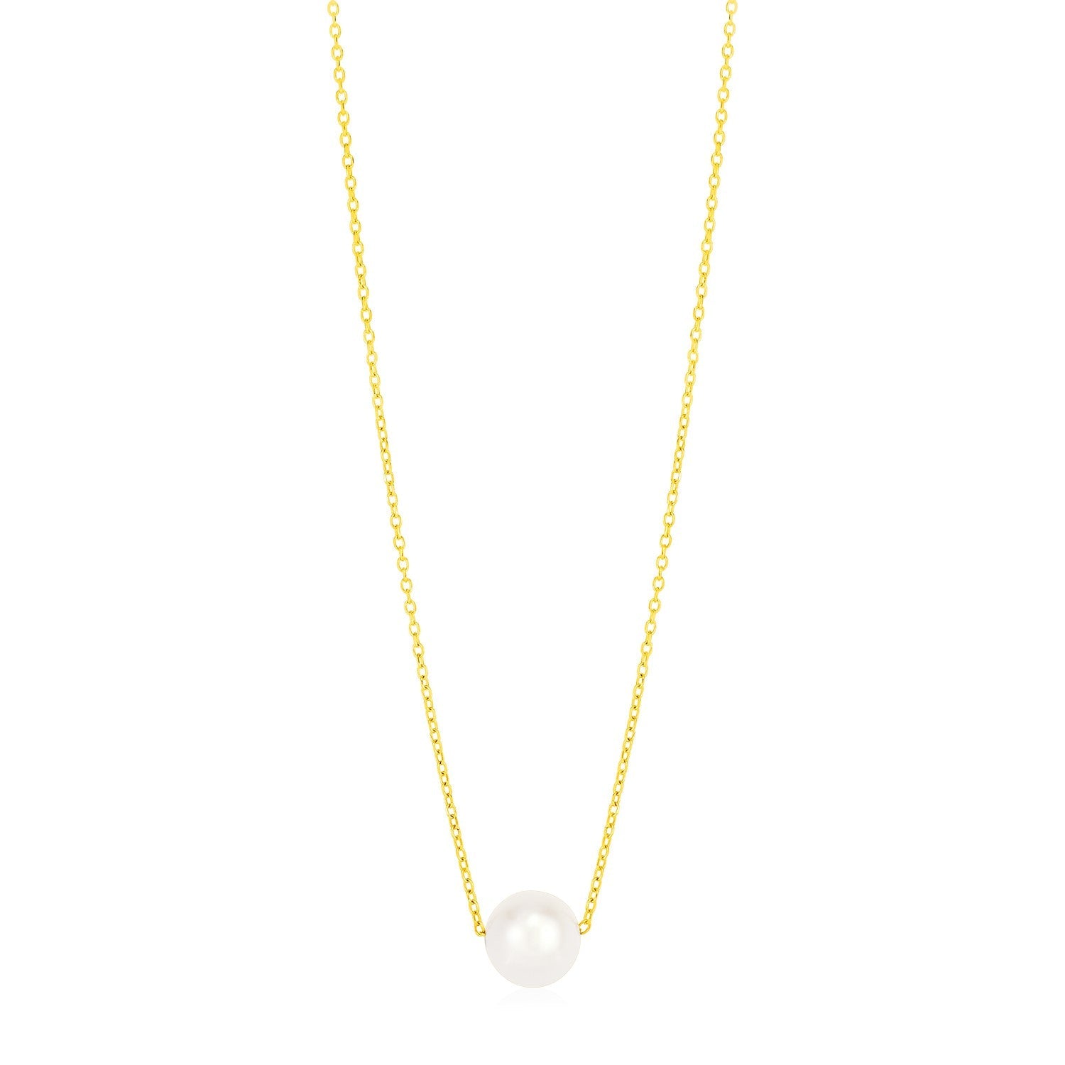 14k Yellow Gold 7mm Pearl Solitaire Necklace - Orvayla