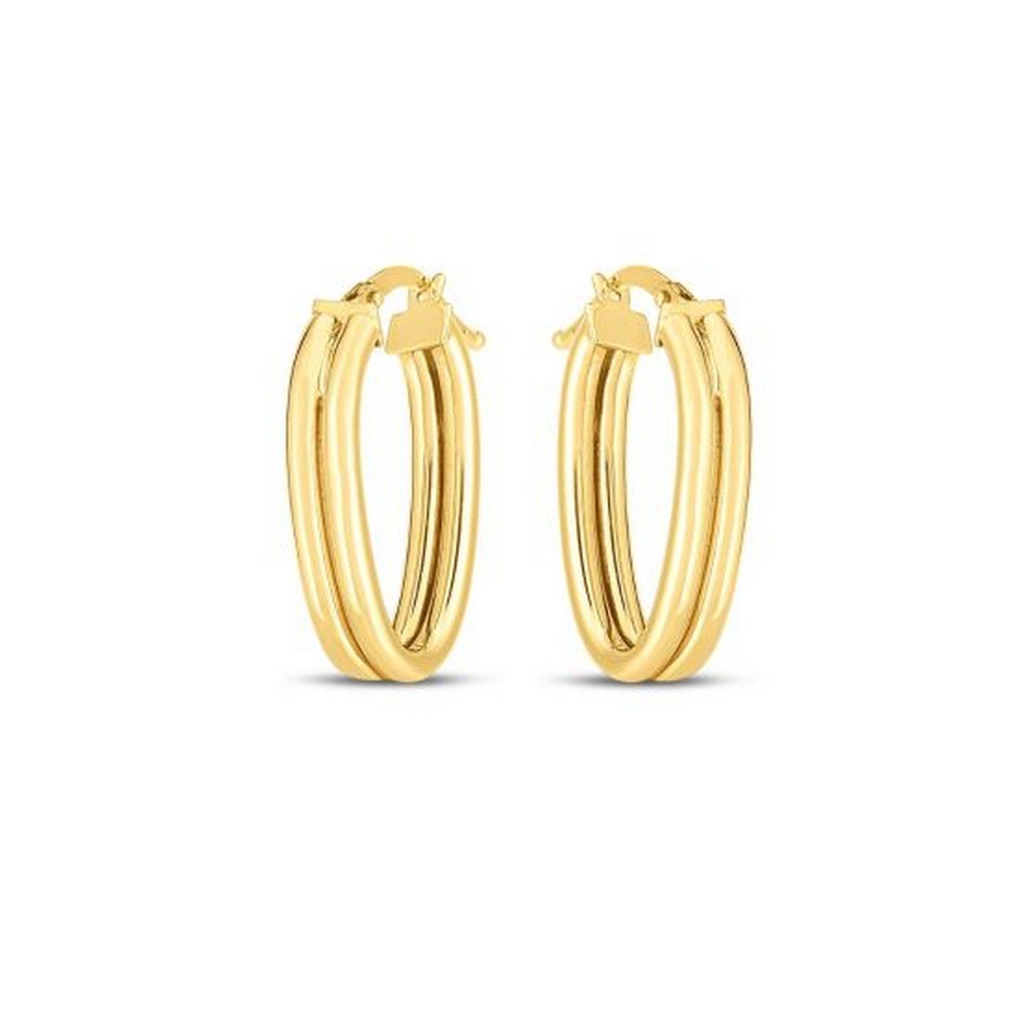 14K Yellow Gold Double Oval Hoop Earrings - Orvayla