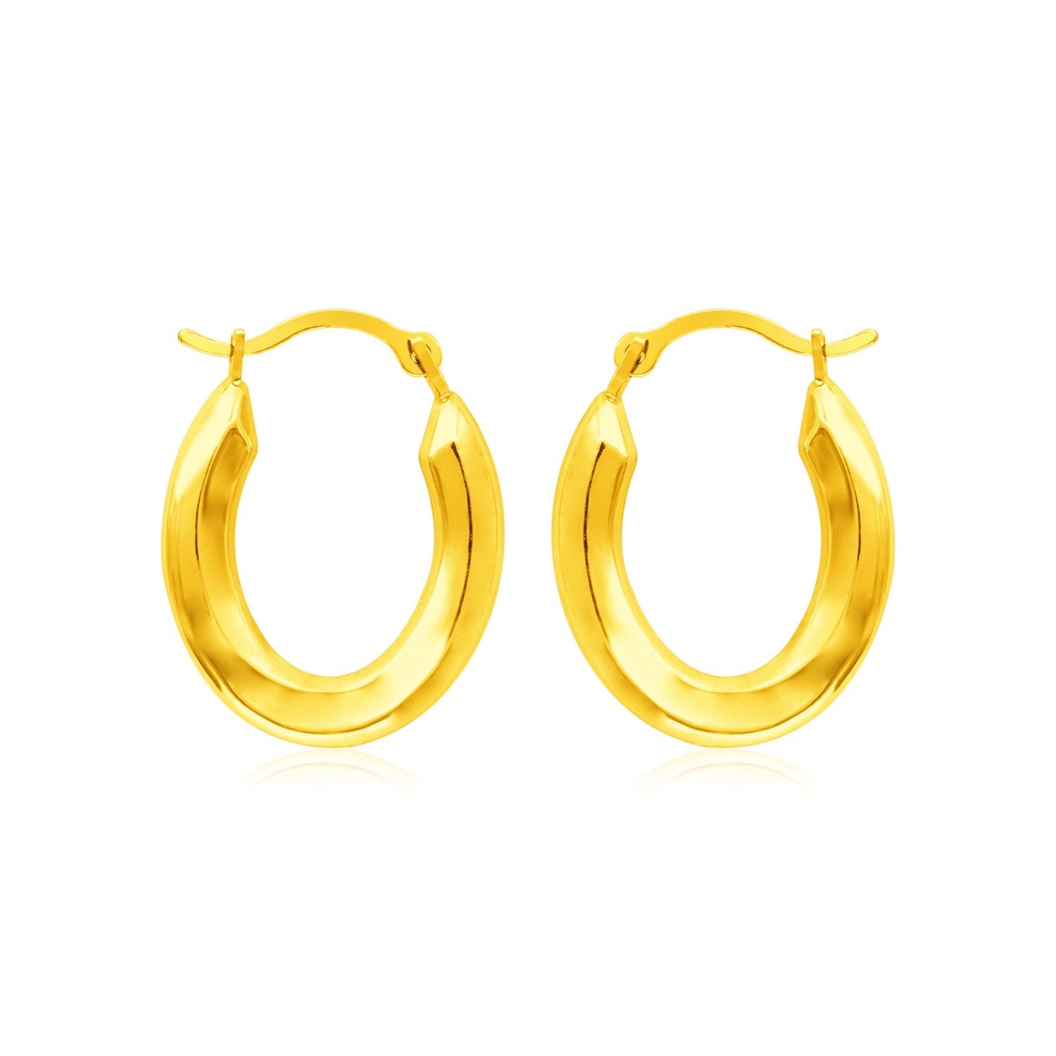 14k Yellow Gold Polished Oval Hoop Earrings - Orvayla