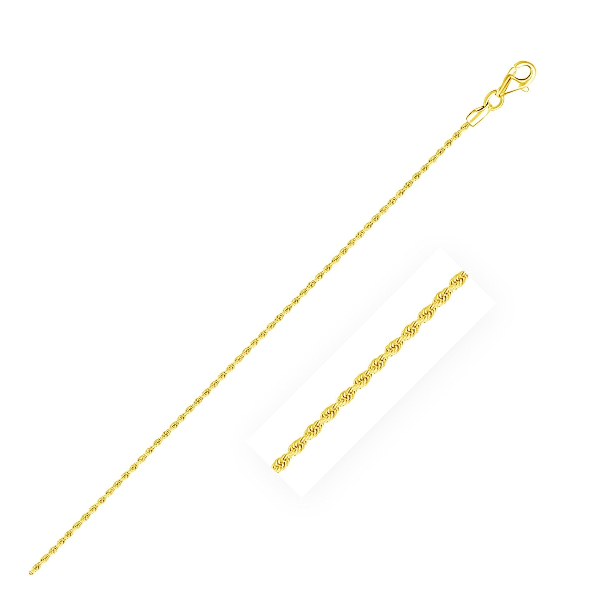 14k Yellow Gold Solid Diamond Cut Rope Bracelet (1.60 mm) - Orvayla