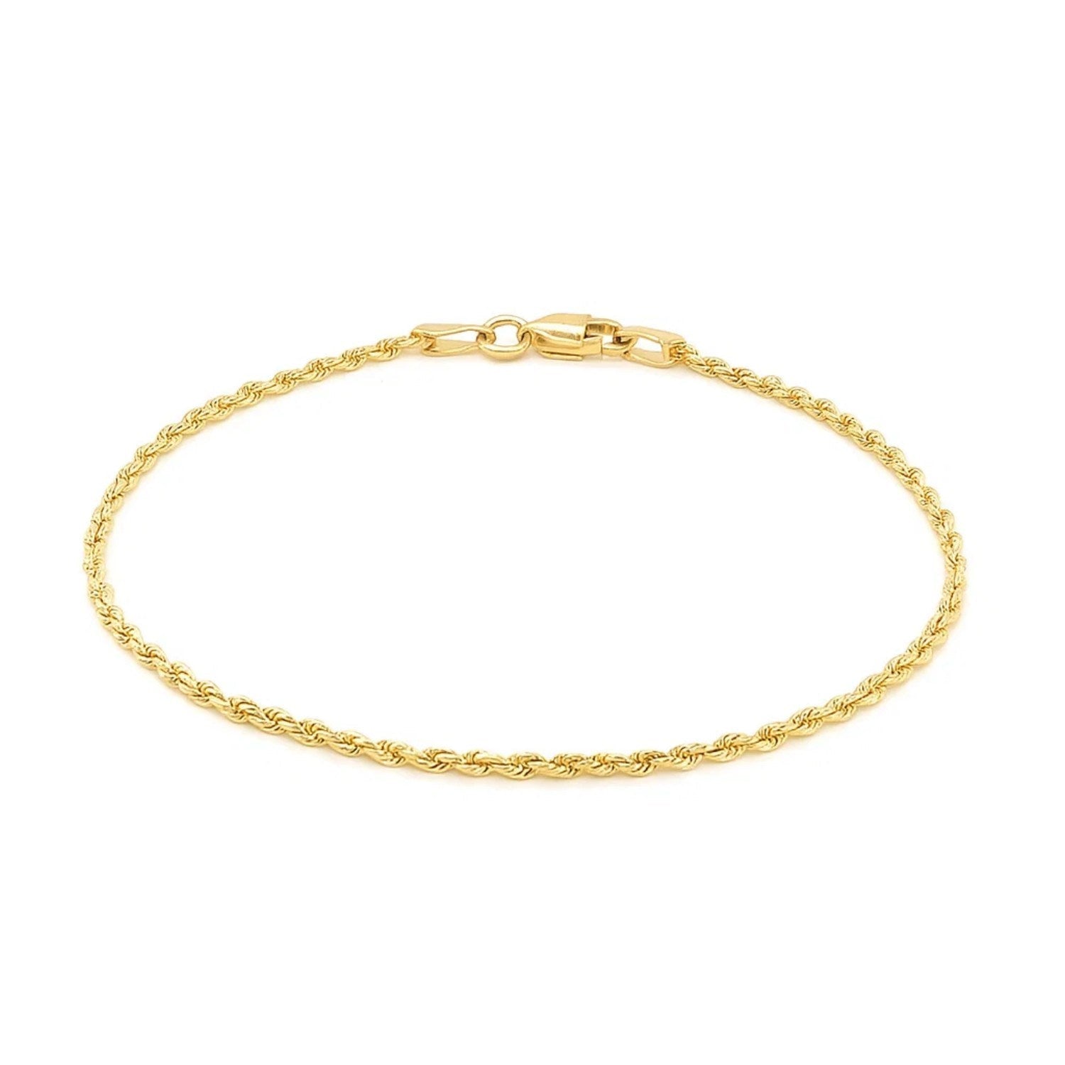14k Yellow Gold Solid Diamond Cut Rope Bracelet (1.60 mm) - Orvayla