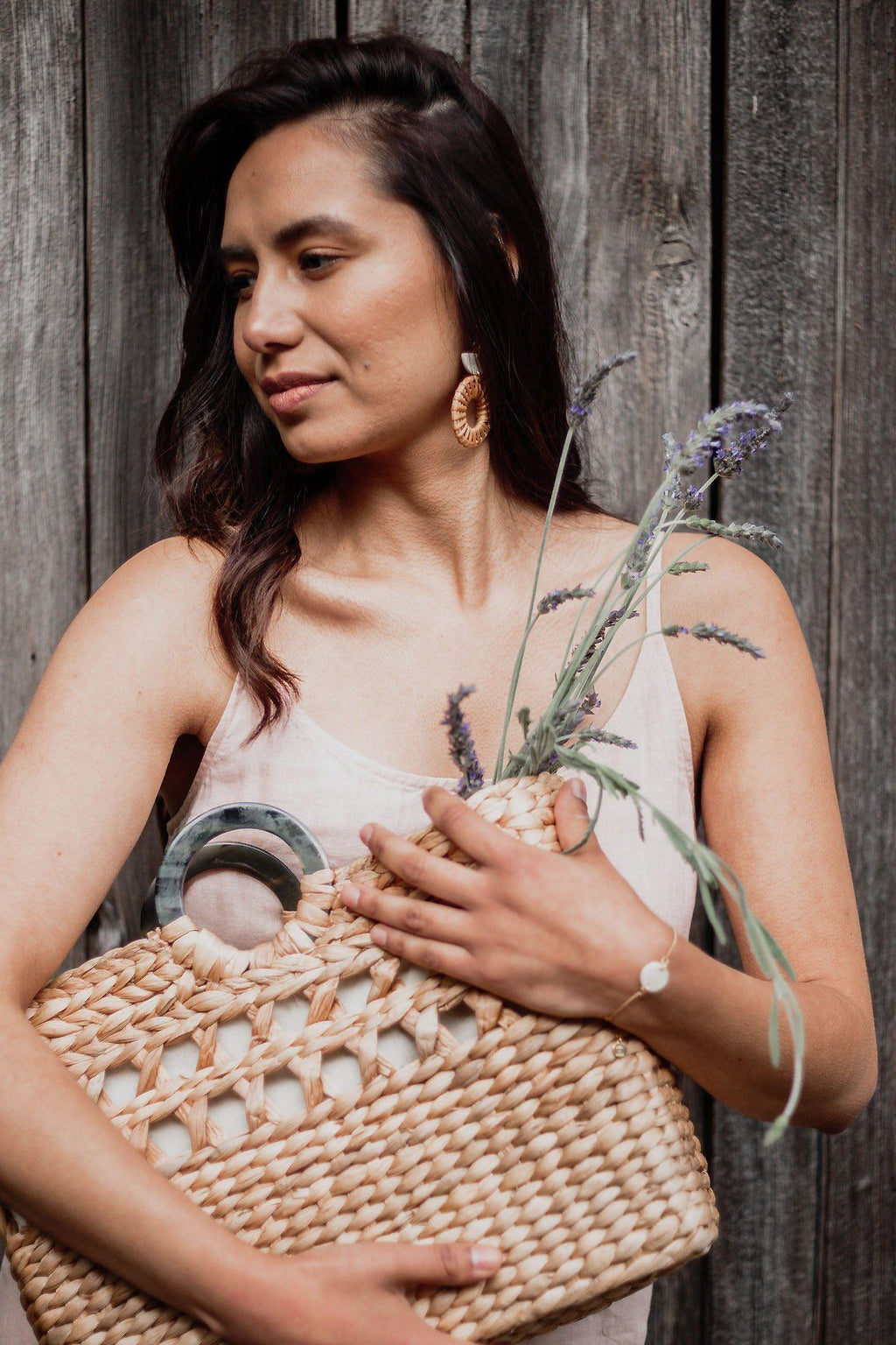 Phu Quoc Buffalo Horn Handle Water Hyacinth Tote Bag - Orvayla LLC