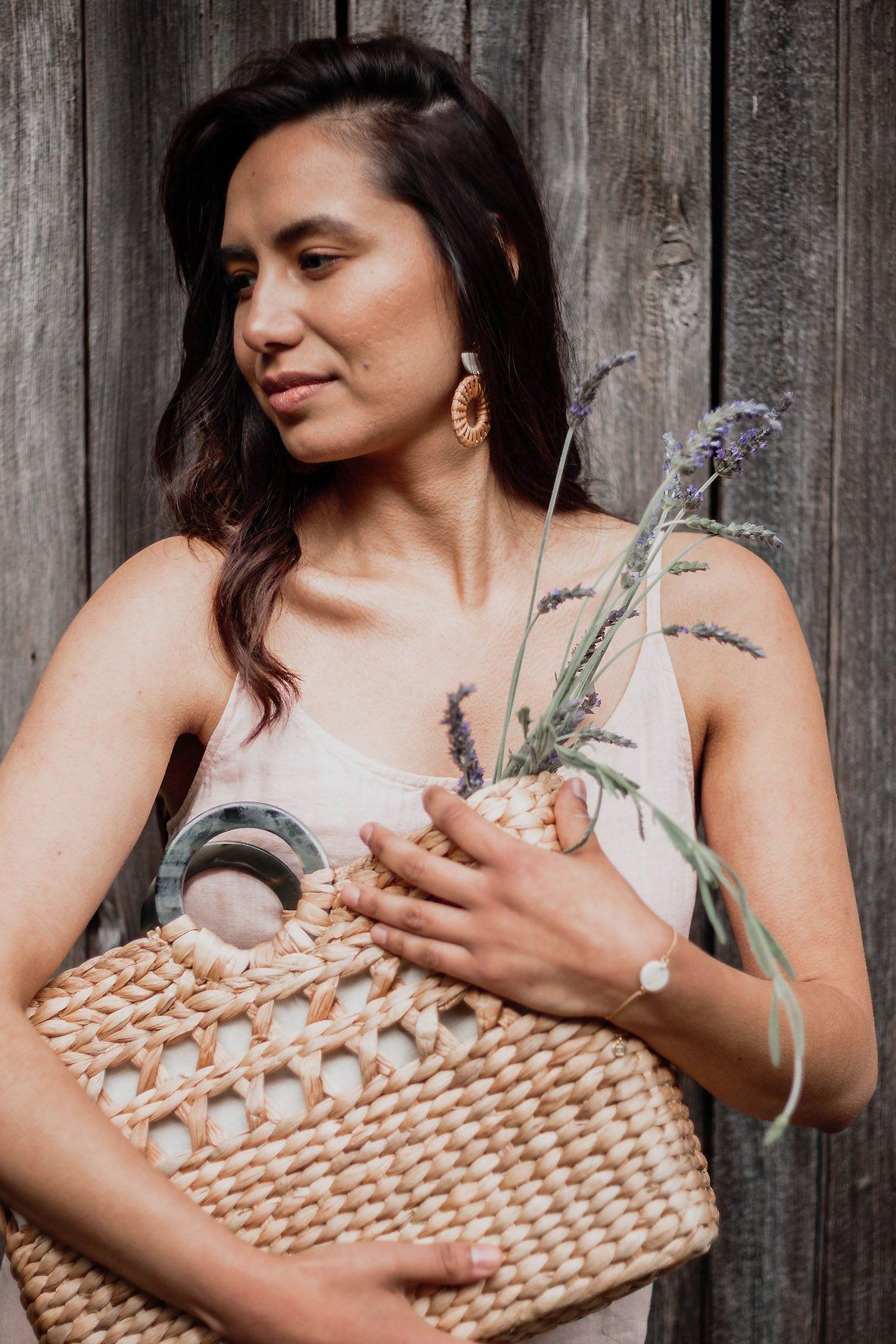 Phu Quoc Buffalo Horn Handle Water Hyacinth Tote Bag - Orvayla LLC